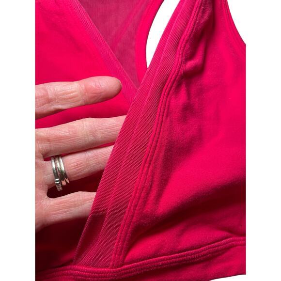 Lululemon Women 4 No So Deep V Neck Mesh Sports Bra Raspberry Hot Pink - Picture 3 of 8